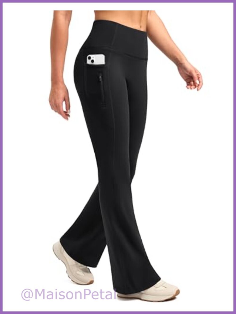 Fleece Lined Flare Leggings Water Resistant High Waist Yoga Hiking Pants